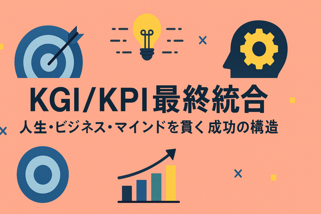 夜明けの空に輝く地球と黄金のコンパスが描かれ、 未来を指す針の周囲には上昇チャートラインと光の軌跡が広がる。 KGIとKPIの統合を象徴し、知性・信頼・高級感を兼ね備えたデジタルアート。