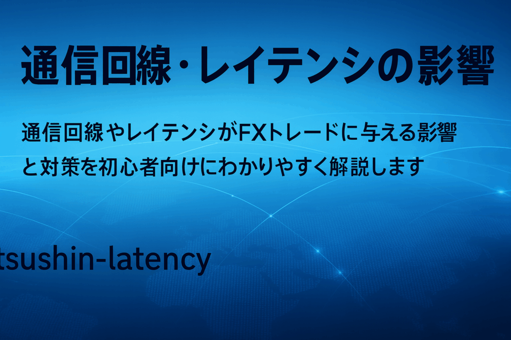 ネイビーの世界地図を背景に、光ファイバーが交差し、中央の黄金コンパスと右上に伸びるゴールドのチャートラインが輝く横長デザイン。テキスト「通信を制する者が相場を制す」「最強の通信インフラ × 業者構成 完全比較」が配置され、安定性と未来志向を象徴。